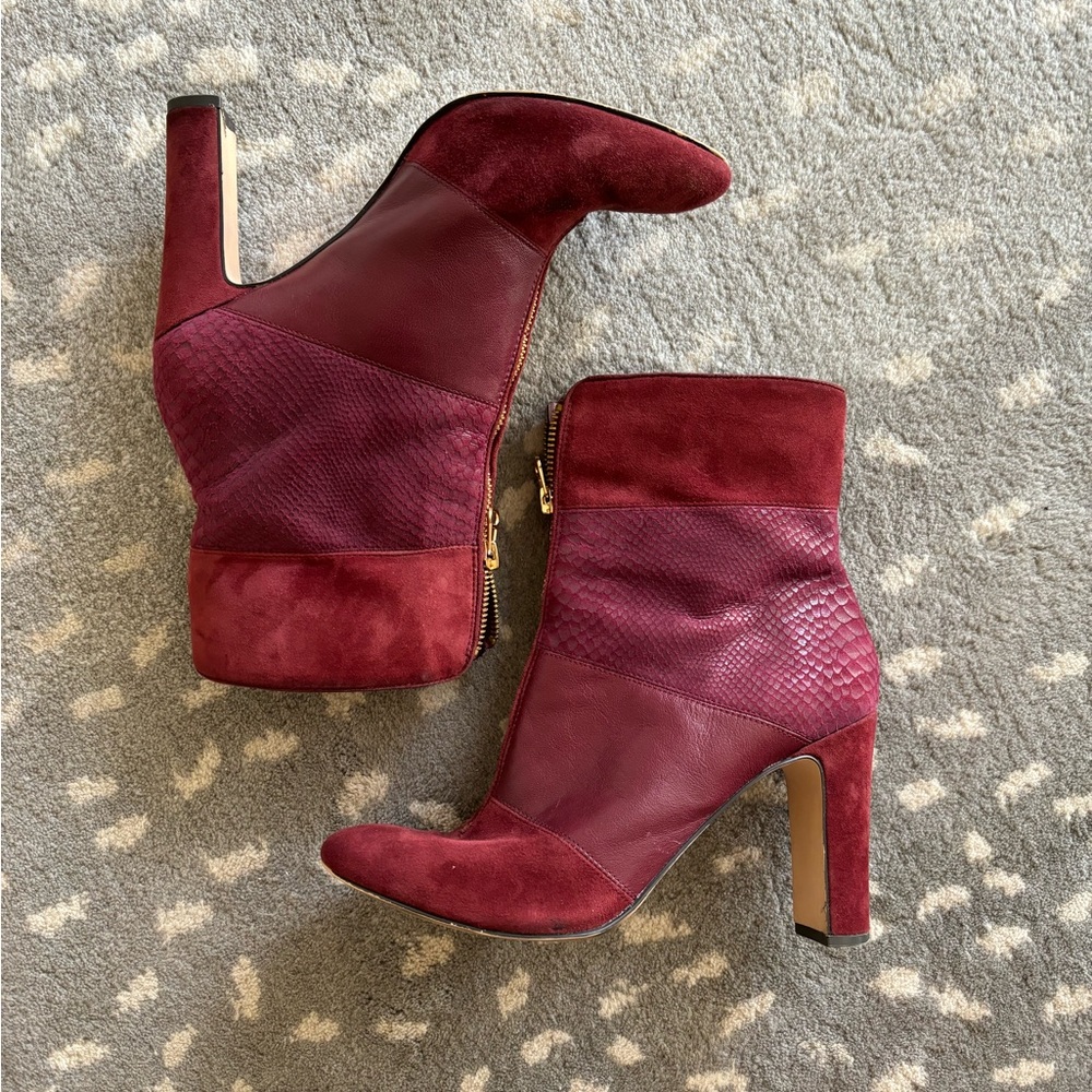suede zip up heeled booties - Picture 2 of 3
